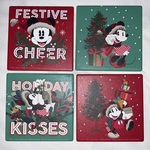 Disney Mickey & Minnie Holiday ceramic coaster set